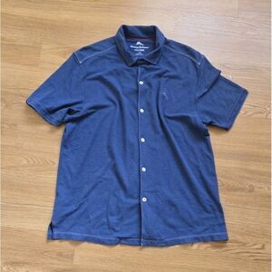 Tommy Bahama Costa Wave IslandZone Camp Shirt Mens Large Blue Performance